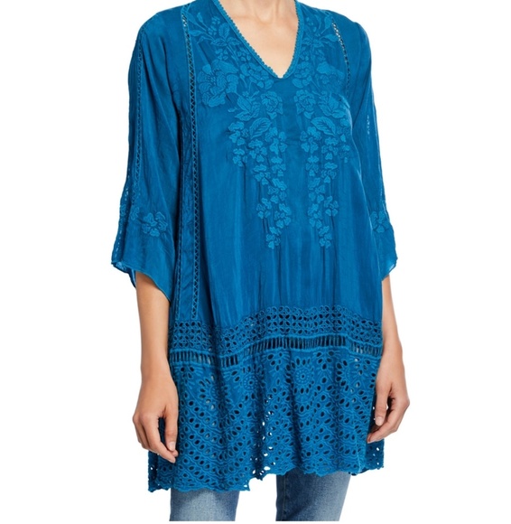 Johnny Was Tops - Nwt Johnny Was embroidered Georgette Tunic  s medi